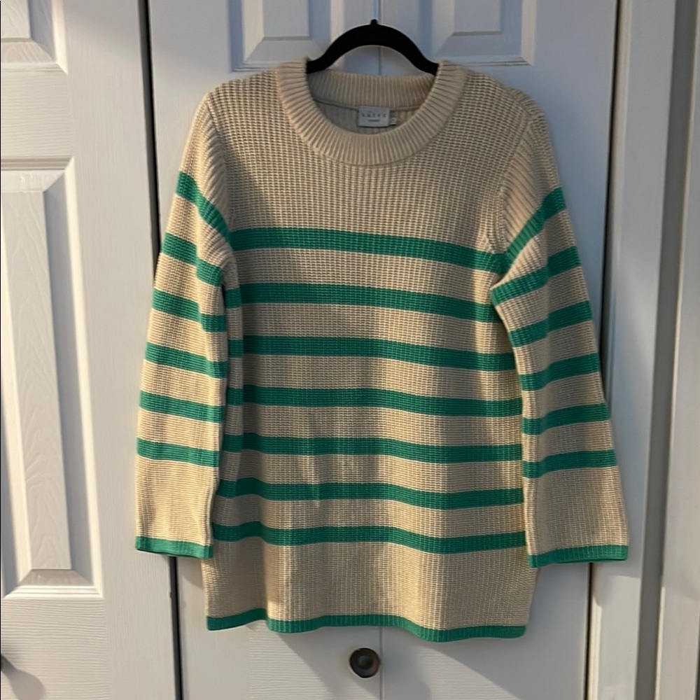 Striped Green and Cream Women's Sweater